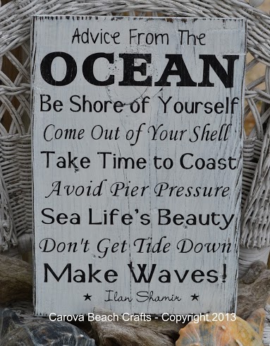 Beach Decor, Beach Sign, Advice From The Ocean Sign, Coastal Decor, Hand Painted